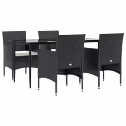 vidaXL Set da Pranzo da Giardino 5 pz con Cuscini Nero - Vista aggiuntiva 3