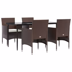 vidaXL Set da Pranzo da Giardino 5 pz con Cuscini Marrone e Nero - Vista aggiuntiva 3
