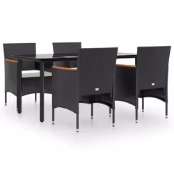 vidaXL Set da Pranzo da Giardino 5 pz con Cuscini Nero - Vista aggiuntiva 2