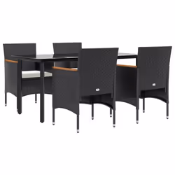 vidaXL Set da Pranzo da Giardino 5 pz con Cuscini Nero - Vista aggiuntiva 3