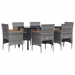 vidaXL Set da Pranzo da Giardino 7 pz con Cuscini Grigio e Nero - Vista aggiuntiva 3