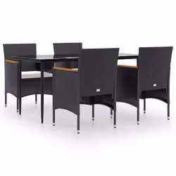 vidaXL Set da Pranzo da Giardino 5 pz con Cuscini Nero - Vista aggiuntiva 2