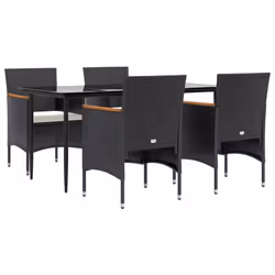 vidaXL Set da Pranzo da Giardino 5 pz con Cuscini Nero - Vista aggiuntiva 3