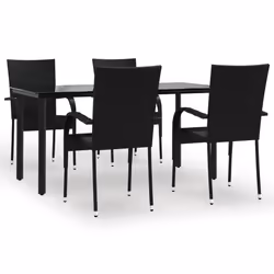 vidaXL Set da Pranzo da Giardino 5 pz Nero in Polyrattan - Vista aggiuntiva 2
