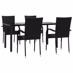vidaXL Set da Pranzo da Giardino 5 pz Nero in Polyrattan - Vista aggiuntiva 3