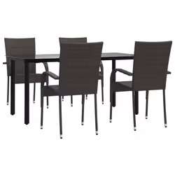 vidaXL Set da Pranzo da Giardino 5 pz Marrone in Polyrattan - Vista aggiuntiva 3