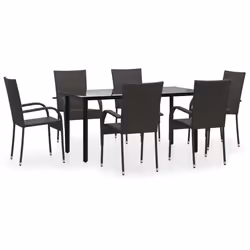 vidaXL Set da Pranzo da Giardino 7 pz Marrone in Polyrattan - Vista aggiuntiva 2