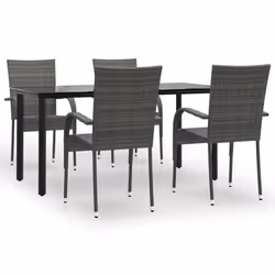 vidaXL Set da Pranzo da Giardino 5 pz Grigio in Polyrattan - Vista aggiuntiva 2
