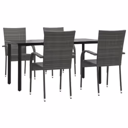 vidaXL Set da Pranzo da Giardino 5 pz Grigio in Polyrattan - Vista aggiuntiva 3