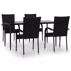 vidaXL Set da Pranzo da Giardino 5 pz Nero in Polyrattan - Vista aggiuntiva 2