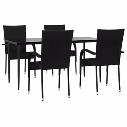 vidaXL Set da Pranzo da Giardino 5 pz Nero in Polyrattan - Vista aggiuntiva 3