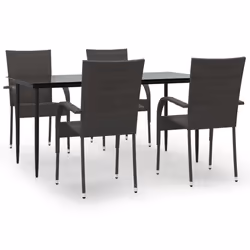 vidaXL Set da Pranzo da Giardino 5 pz Marrone in Polyrattan - Vista aggiuntiva 2