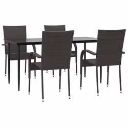 vidaXL Set da Pranzo da Giardino 5 pz Marrone in Polyrattan - Vista aggiuntiva 3