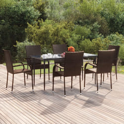 vidaXL Set da Pranzo da Giardino 7 pz Marrone in Polyrattan