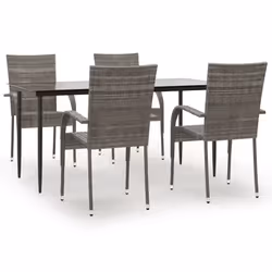 vidaXL Set da Pranzo da Giardino 5 pz Grigio in Polyrattan - Vista aggiuntiva 2