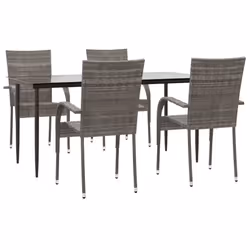 vidaXL Set da Pranzo da Giardino 5 pz Grigio in Polyrattan - Vista aggiuntiva 3