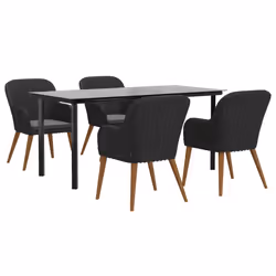 vidaXL Set da Pranzo da Giardino 5 pz con Cuscini Nero - Vista aggiuntiva 3