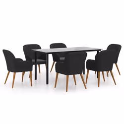 vidaXL Set da Pranzo da Giardino 7 pz con Cuscini Nero - Vista aggiuntiva 2