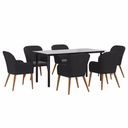 vidaXL Set da Pranzo da Giardino 7 pz con Cuscini Nero - Vista aggiuntiva 3