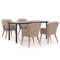 vidaXL Set da Pranzo da Giardino 5 pz con Cuscini Marrone - Vista aggiuntiva 2