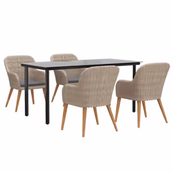 vidaXL Set da Pranzo da Giardino 5 pz con Cuscini Marrone - Vista aggiuntiva 3