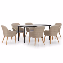 vidaXL Set da Pranzo da Giardino 7 pz con Cuscini Marrone - Vista aggiuntiva 2