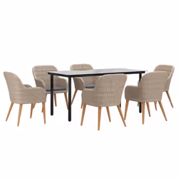 vidaXL Set da Pranzo da Giardino 7 pz con Cuscini Marrone - Vista aggiuntiva 3