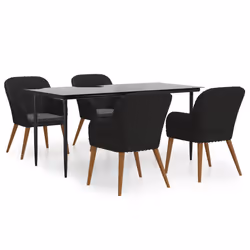 vidaXL Set da Pranzo da Giardino 5 pz con Cuscini Nero - Vista aggiuntiva 2