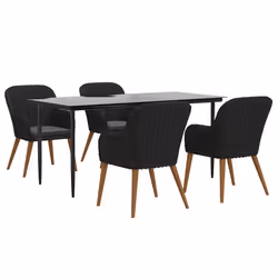 vidaXL Set da Pranzo da Giardino 5 pz con Cuscini Nero - Vista aggiuntiva 3