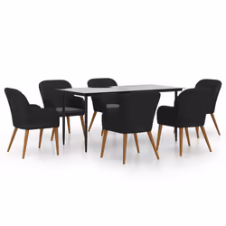 vidaXL Set da Pranzo da Giardino 7 pz con Cuscini Nero - Vista aggiuntiva 2