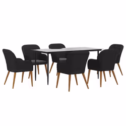 vidaXL Set da Pranzo da Giardino 7 pz con Cuscini Nero - Vista aggiuntiva 3