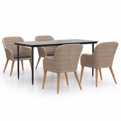 vidaXL Set da Pranzo da Giardino 5 pz con Cuscini Marrone - Vista aggiuntiva 2