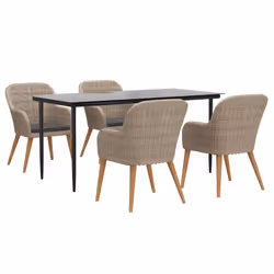vidaXL Set da Pranzo da Giardino 5 pz con Cuscini Marrone - Vista aggiuntiva 3