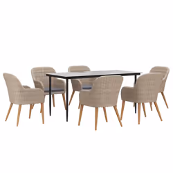 vidaXL Set da Pranzo da Giardino 7 pz con Cuscini Marrone - Vista aggiuntiva 3