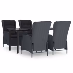vidaXL Set da Pranzo da Giardino 5 pz Grigio Scuro in Polyrattan - Vista aggiuntiva 2