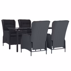 vidaXL Set da Pranzo da Giardino 5 pz Grigio Scuro in Polyrattan - Vista aggiuntiva 3