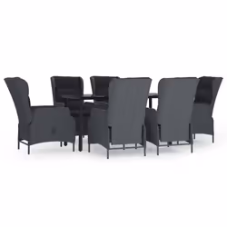 vidaXL Set da Pranzo da Giardino 7 pz Grigio Scuro in Polyrattan - Vista aggiuntiva 2