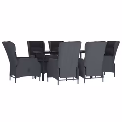 vidaXL Set da Pranzo da Giardino 7 pz Grigio Scuro in Polyrattan - Vista aggiuntiva 3