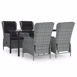vidaXL Set da Pranzo da Giardino 5 pz Grigio Chiaro in Polyrattan - Vista aggiuntiva 2