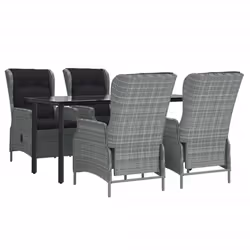 vidaXL Set da Pranzo da Giardino 5 pz Grigio Chiaro in Polyrattan - Vista aggiuntiva 3