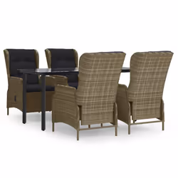 vidaXL Set da Pranzo da Giardino 5 pz Marrone in Polyrattan - Vista aggiuntiva 2