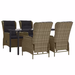 vidaXL Set da Pranzo da Giardino 5 pz Marrone in Polyrattan - Vista aggiuntiva 3