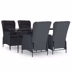 vidaXL Set da Pranzo da Giardino 5 pz Grigio Scuro in Polyrattan - Vista aggiuntiva 2