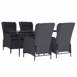 vidaXL Set da Pranzo da Giardino 5 pz Grigio Scuro in Polyrattan - Vista aggiuntiva 3