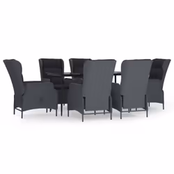 vidaXL Set da Pranzo da Giardino 7 pz Grigio Scuro in Polyrattan - Vista aggiuntiva 2