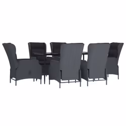 vidaXL Set da Pranzo da Giardino 7 pz Grigio Scuro in Polyrattan - Vista aggiuntiva 3