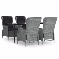 vidaXL Set da Pranzo da Giardino 5 pz Grigio Chiaro in Polyrattan - Vista aggiuntiva 2