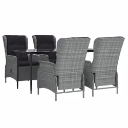 vidaXL Set da Pranzo da Giardino 5 pz Grigio Chiaro in Polyrattan - Vista aggiuntiva 3