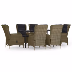 vidaXL Set da Pranzo da Giardino 7 pz Marrone in Polyrattan - Vista aggiuntiva 2