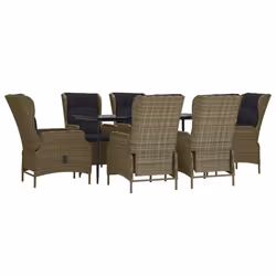 vidaXL Set da Pranzo da Giardino 7 pz Marrone in Polyrattan - Vista aggiuntiva 3